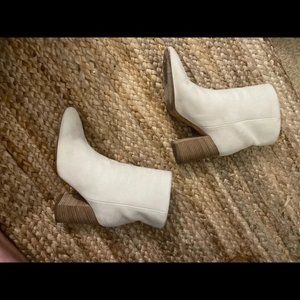 VINCE Cream White Suede Boots Heels